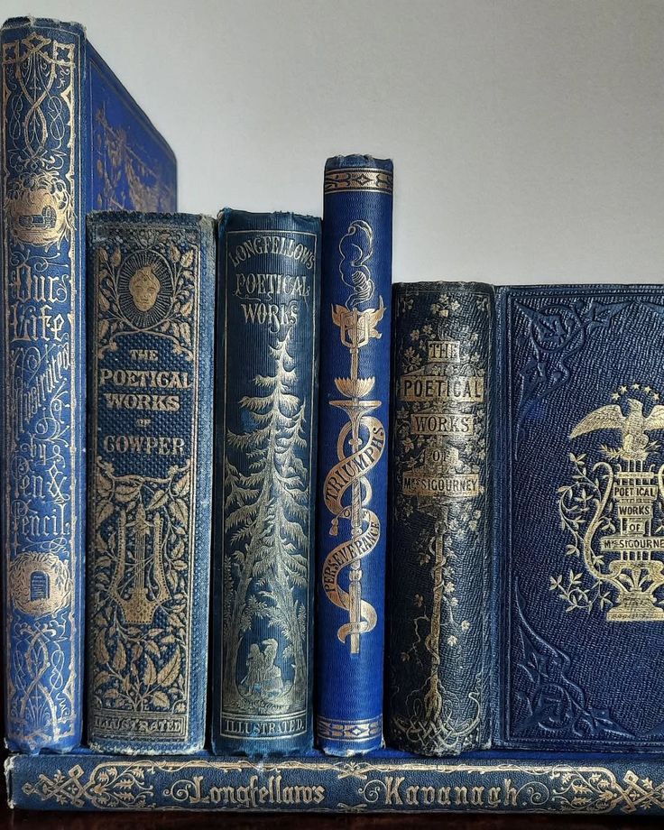 Antique blue and gold poetry books